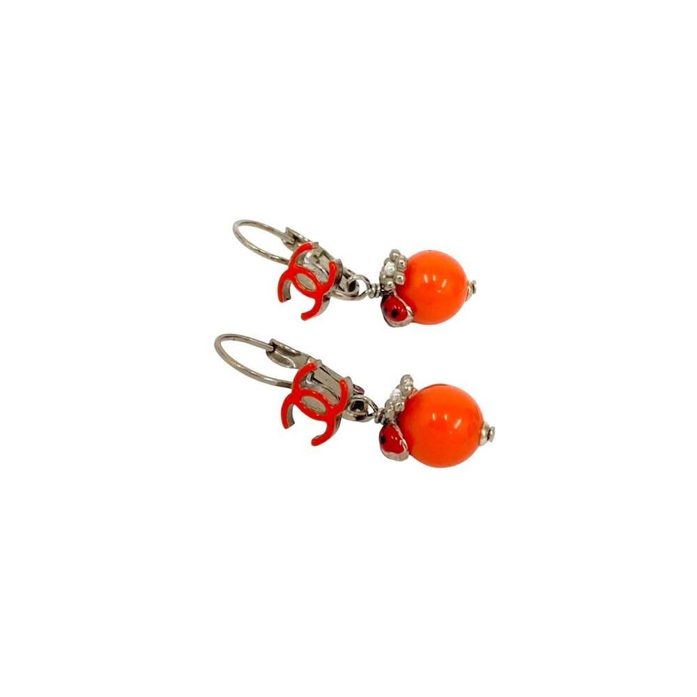 Chanel Cc Logo Flower Ladybug Earrings #229192C98B - Picture 3 of 4